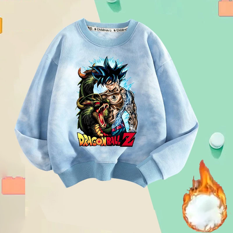

Dragon Ball Thin Fleece Hoodie Cartoon Goku Children Sweatshirt Boy Girl Fashion Pullover Baby Anime Tops Spring Autumn Clothes