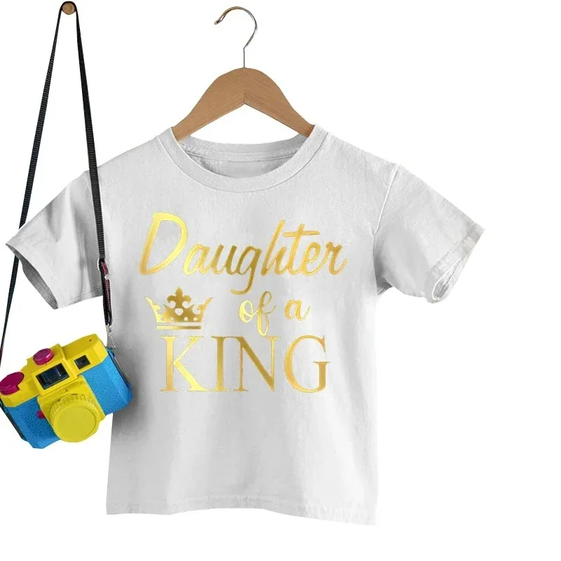 2024 Father of Princess Daughter of King Print T Shirt Lovely Daddy and Me Outfit Family Matching Outfits Dad Baby Girl Summer