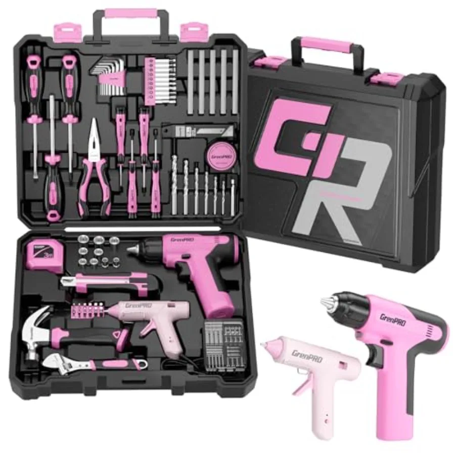 

Pink Tool Set Drill Set, 188PCS Tool Kit For Home with Cordless, Hand Tool Kit for Women, Basic Household Auto Car Repair Tool
