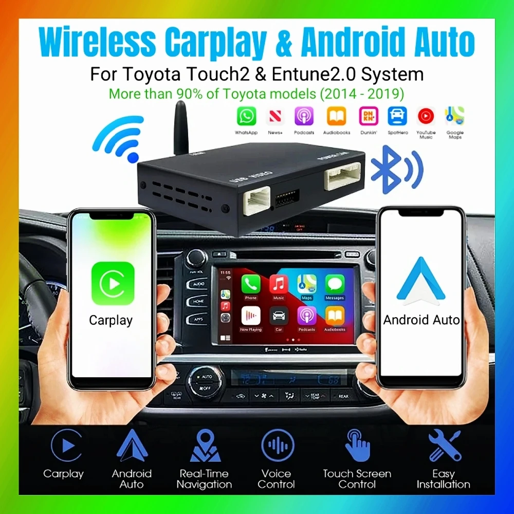 For Apple Carplay Android Auto for Toyota Touch2 Entune 2.0 Highlander Tundra Sienna Prius Yaris Camry CHR Module Multimedia