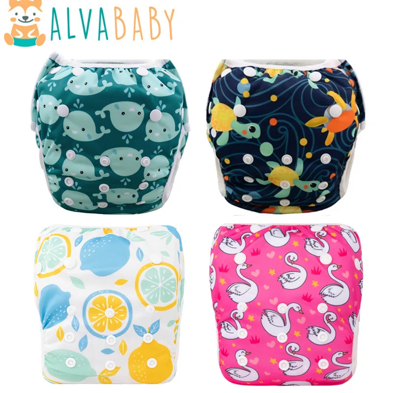 ALVABABY Wielorazowa, regulowana pielucha do pływania dla niemowląt poniżej 8 miesięcy, modna pielucha do nauki pływania dla dzieci.