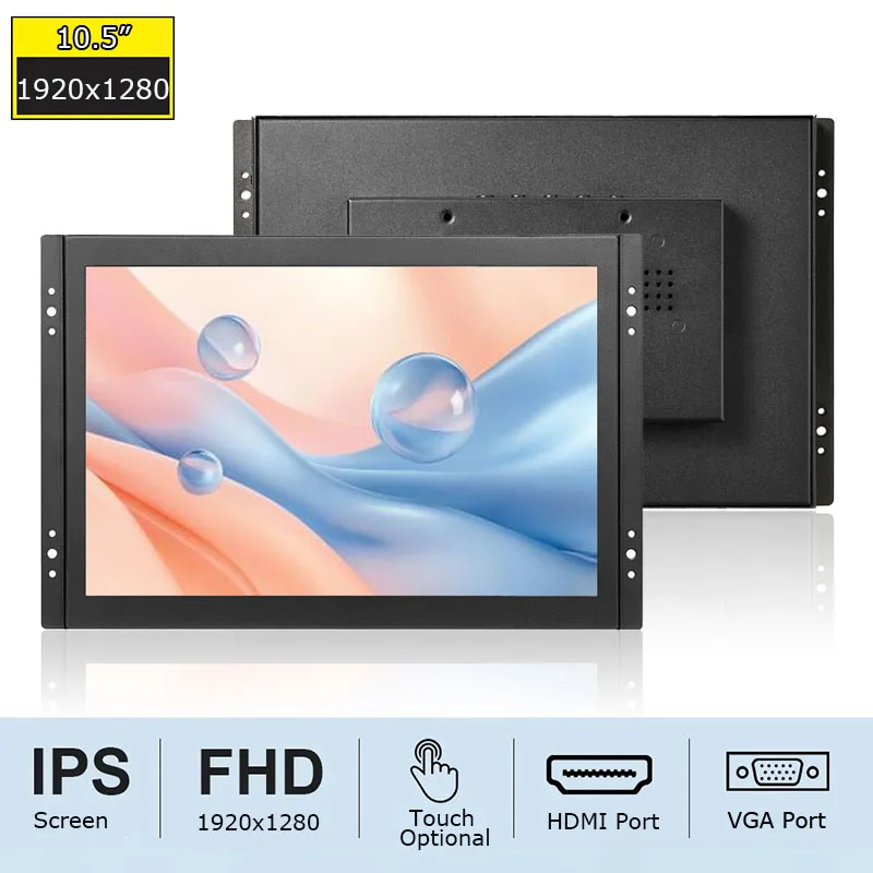 Open Frame Industrial Grade 10.5 Inch Monitor with 1920*1280 Capacitive Touch Screen LCD Display VGA for HDMI USB Interface