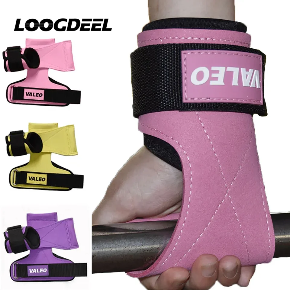 LOOGDEEL Weightlifting Wrist Strap Fitness Powerlifting Pull-up Gloves Palm Guard Men Women Dumbbell Sports Adjustable Wristband