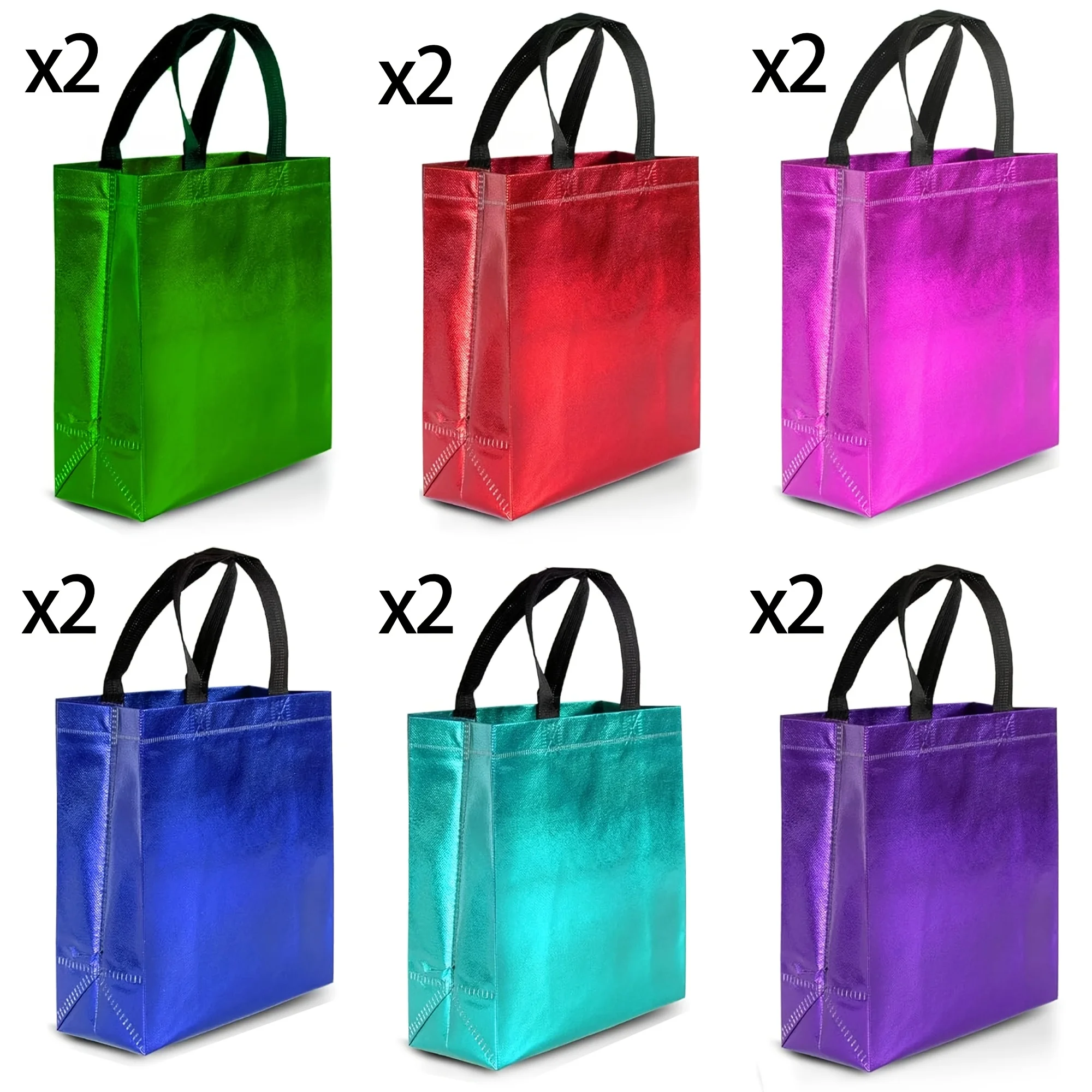 Mixed Color Gift Bag M, 12 reusable gift bags, made up of six bright colors and gloss suitable as a small gift bag, birthday bag