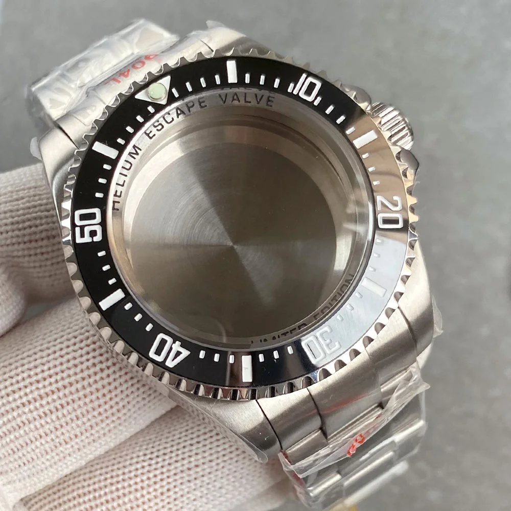 Tandorio 43mm Diver Sapphire Stainless steel Watch case fit NH35A NH36 Automatic movement Watch Parts Rotatable Ceramics Bezel