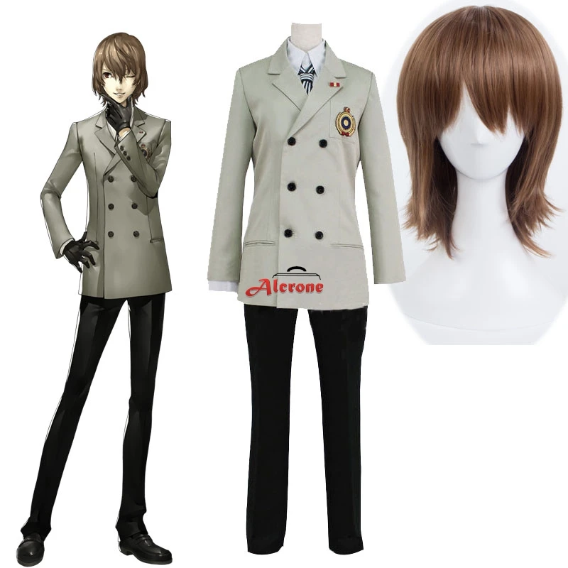 

Man Crow Akechi Goro Cosplay Costume P5 Disguise Gray Suits Halloween Carnival Cosplay Akechi Goro Customized Clothes