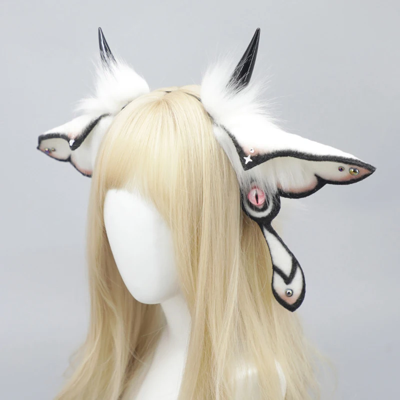 AniLV Fantasy Creatures Furry Ear Headband Animal Moth Ears Fursuit Headwear Cosplay