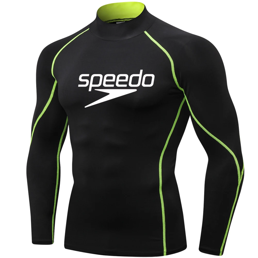 Men Swimming TightsT Shirt Surf Rash Guard Long Sleeve Protection Basic Skins Surfing Diving Swimsuit Tees Rashguard Gym Clothes