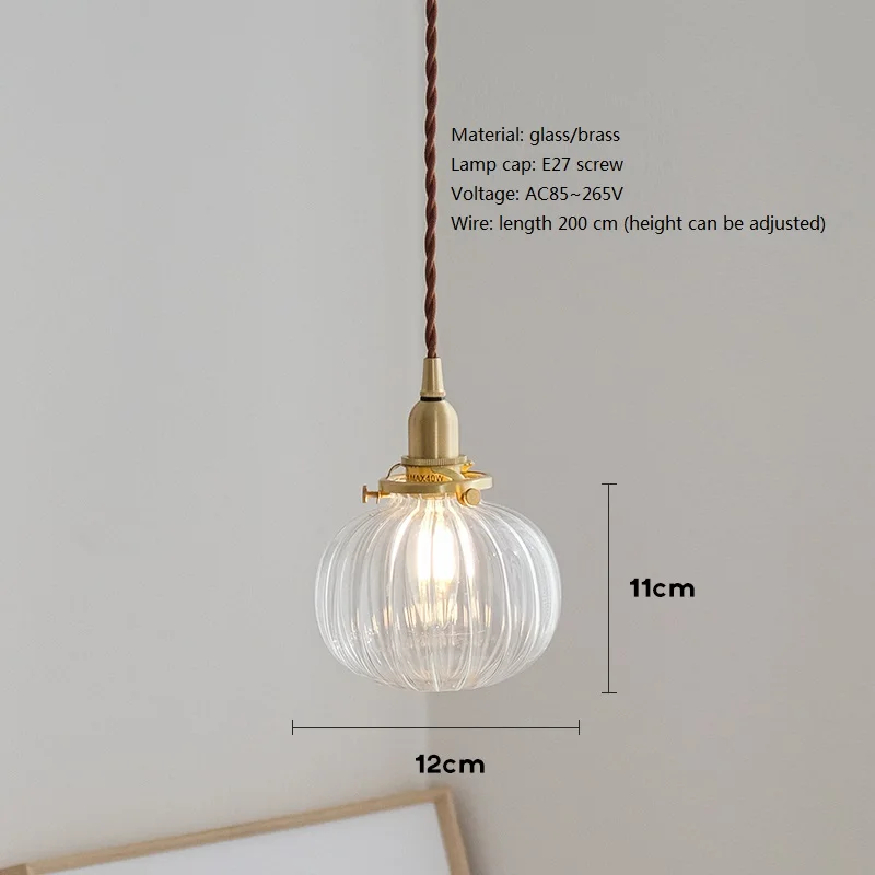 Nordic Vintage Glass Pendant Lamp Loft Brass Retro Fixture Kitchen Dining Room Hanging Lights For Ceiling Home Decor Lighting