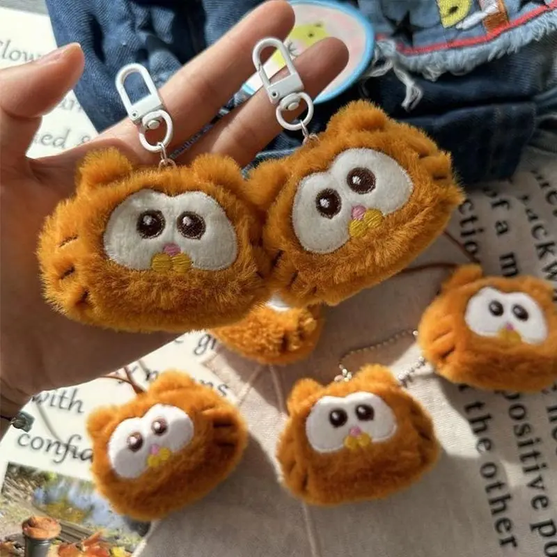 Cartoon Plush Orange Cat Doll Keychain Soft Stuffed Fluffy Bag Pendant Keyring Women Girls Birthday Gifts Fashion Accessories