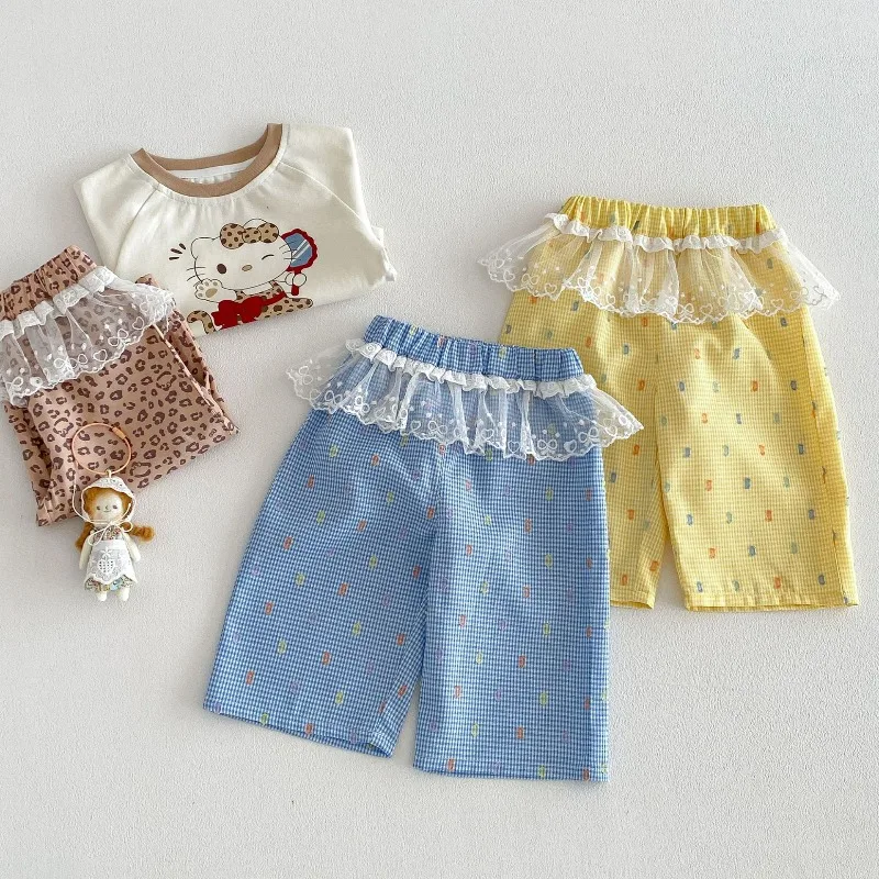 Girls' Plaid Mosquito Pants 2026 New Baby Style Full Version Leopard Casual Pants Children's Thin Breathable Bunch Trousers