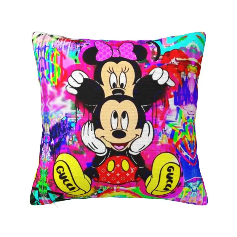 Custom Mickey Mouse Throw Pillow Case 45*45cm Sofa Cushion Cover Square Polyester Pillowcase Double-sided Printing