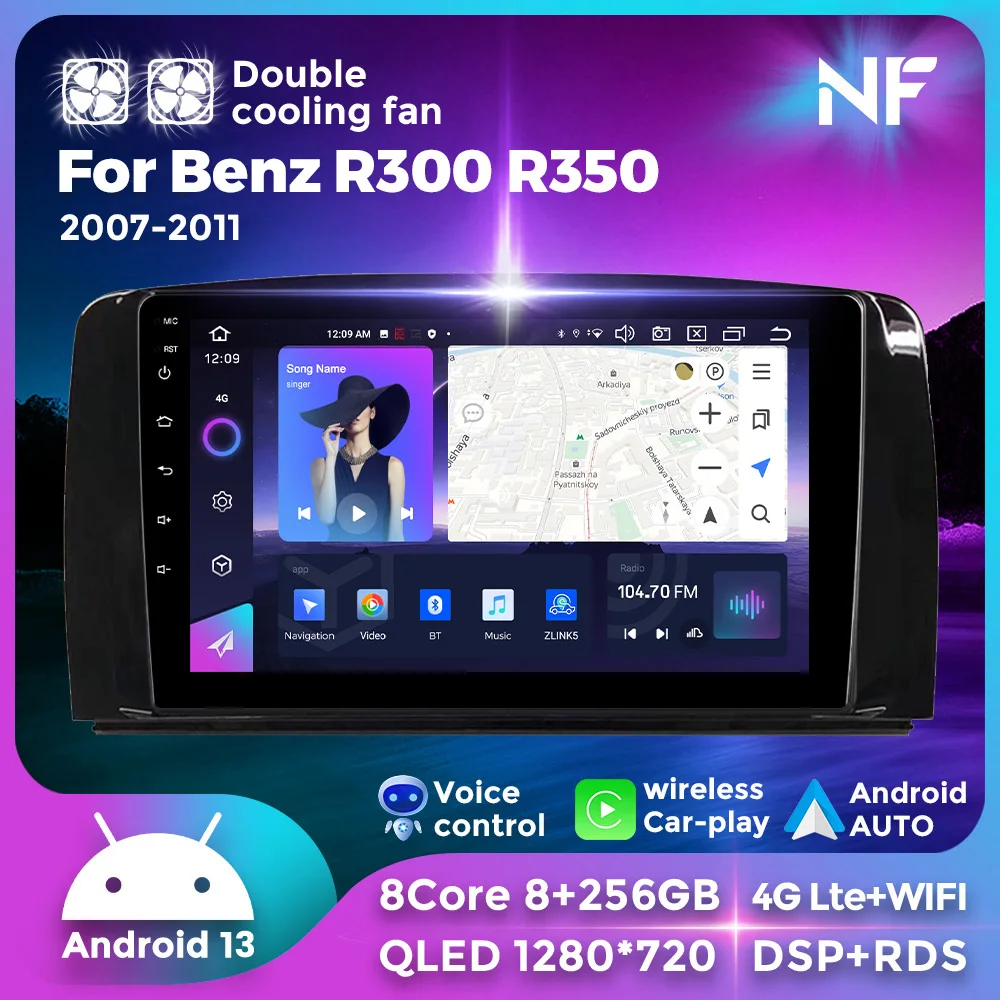 

4G LTE 256G Android 13 Auto Car Radio For Mercedes W164 ML GL 2005 - 2012 dla Benz 2006 - 2014 R-klasa R280 R300 R320 R350 R500