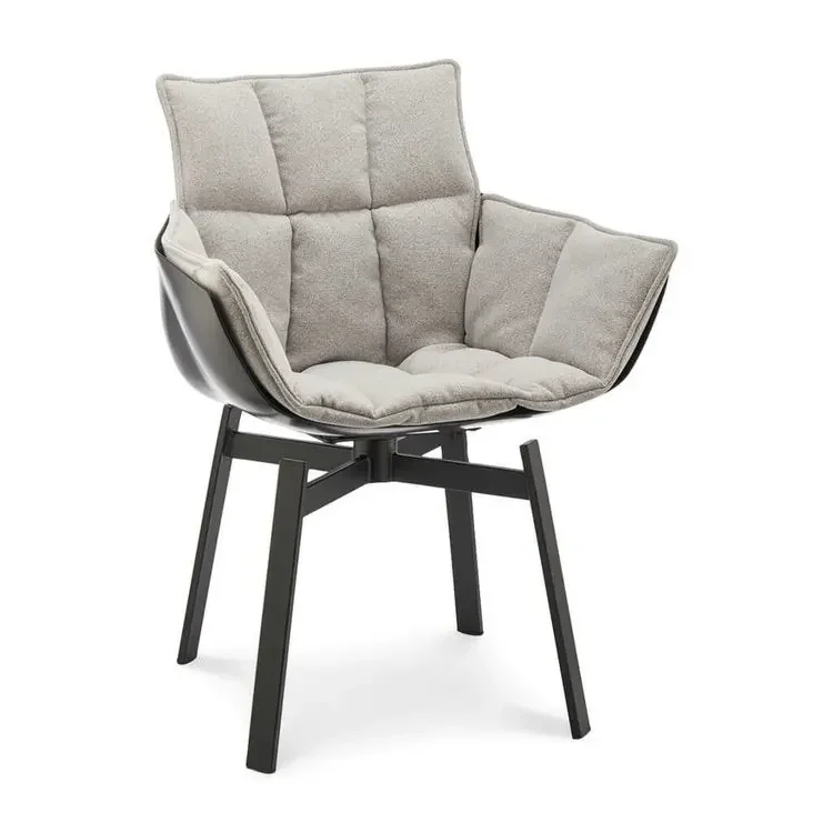 

Modern Designer Luxury Furniture Fabric Dining Chair Metal Restaurant Chairs Hotel Fiberglass Faux Leather Swivel Tub Chair