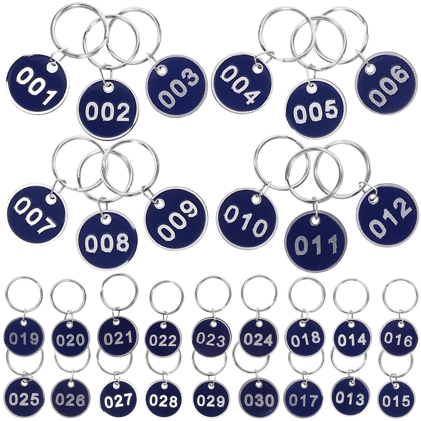 

30Pcs Round Number Tags Identification Keychain Sturdy Key Rings Marking Labels Portable Number Tags for Commercial Home School
