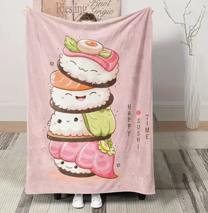 Thin Blanket for Summer Sushi Blanket Looks Like Real Food Fun Gift Boys Girls Seasons Sofas Chairs Living Room Decor