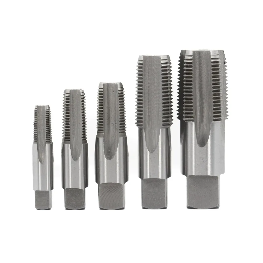 ชุดต๊าปท่อ NPT 6 ชิ้น ทำจากเหล็กกล้าคาร์บอน ประกอบด้วยขนาด 1/8, 1/4, 3/8, 1/2, 3/4 และ 1 นิ้ว บรรจุในกล่องไม้