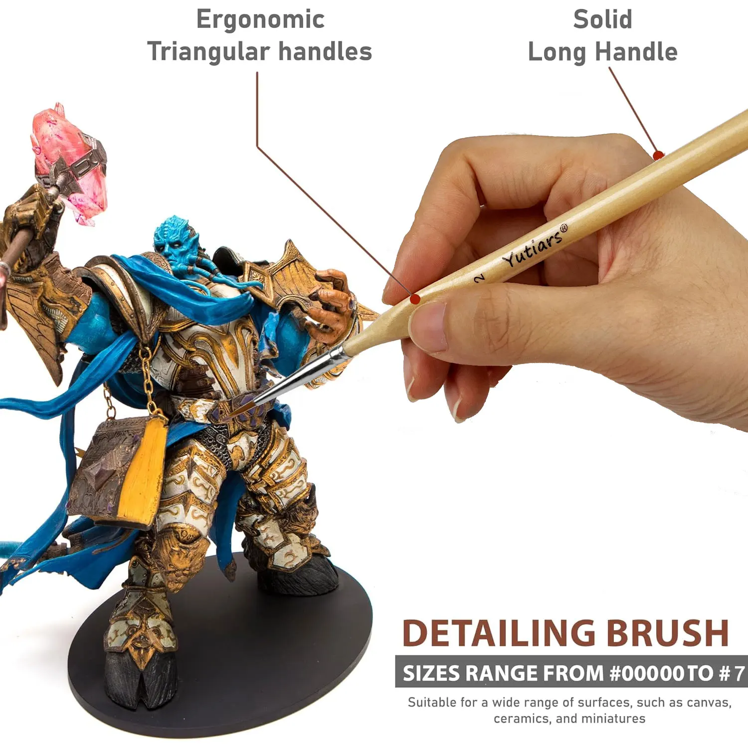 Miniatur-Pinsel-Set – Premium-Trockenpinsel aus Ziegenhaar für Modellmalerei, gewölbtes Trockenpinsel-Set für maßstabsgetreue Modelle und Miniaturen – Detail 4