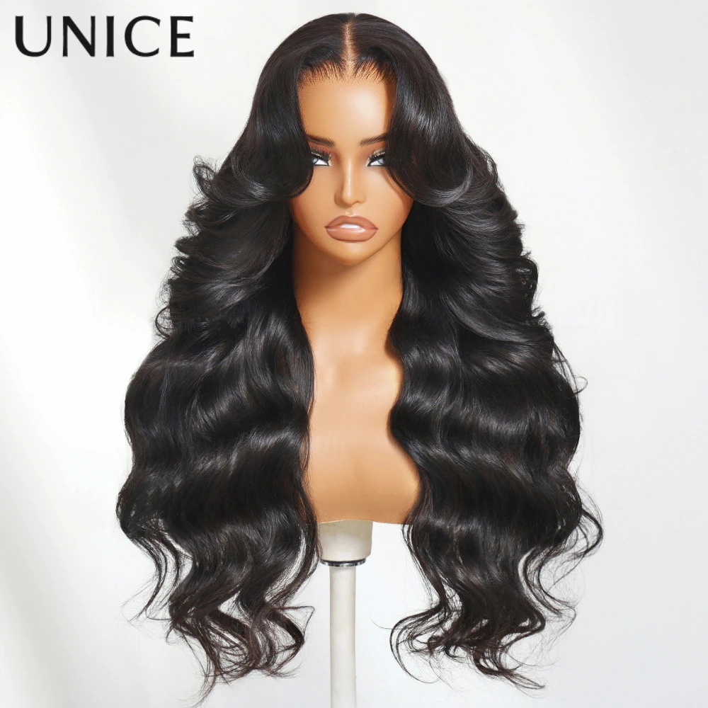 UNice 13x4 HD Real Scalp™ Loose Wave Wig With Face Framing Curtain Bangs Pull And Go Drawstring Glueless Wig