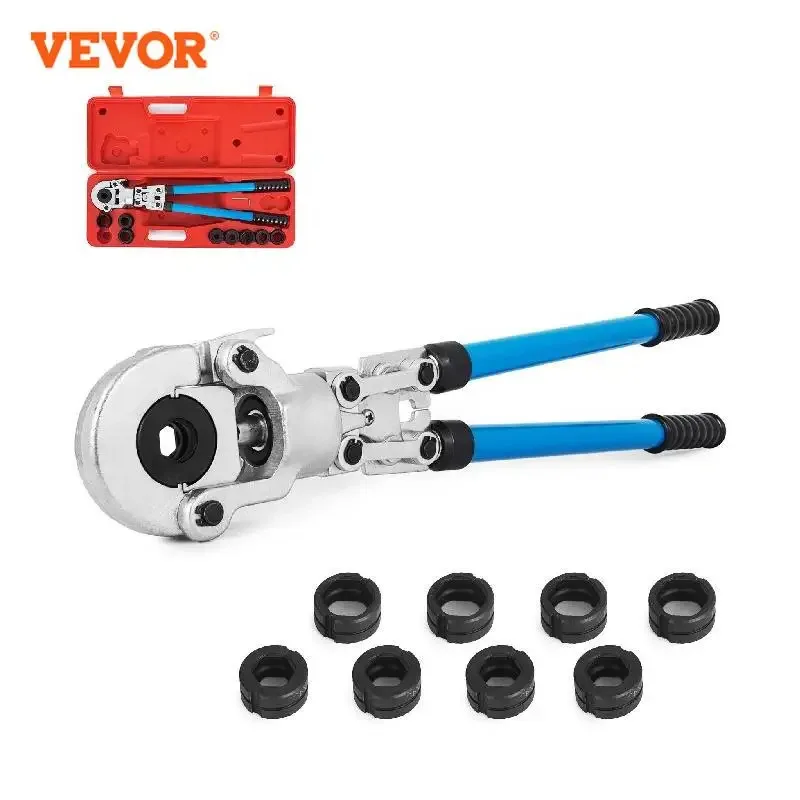 VEVOR Pipe Crimping Tools Copper Tube Fittings Crimper Plumbing Pressing Tongs Composite Kit with 8 Jaws TH 16-32mm V 12-28mm