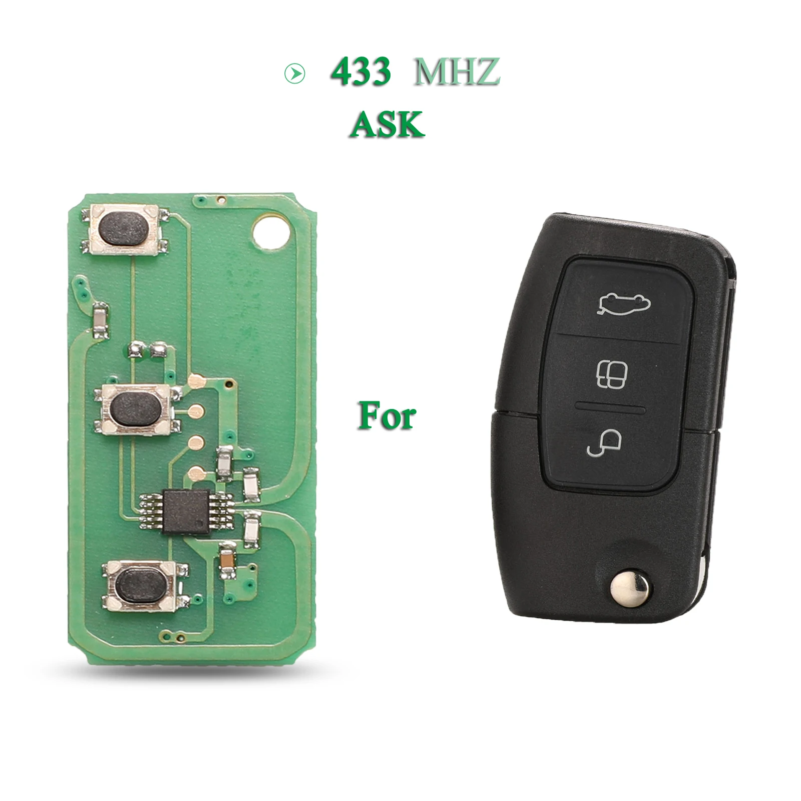 Jingyuqin 3 Bottoni 433 mhz ASK Circuito Chiave Filp di Controllo Remoto Per Ford Focus 2 3 Mondeo Fiesta C Max S Max Galaxy