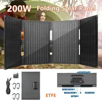 200W 18V/12V/5V ETFE Folding Solar Panel Portable Solar Charger Type-C/USB/DC Output for Outdoor Camping Hiking Power Station