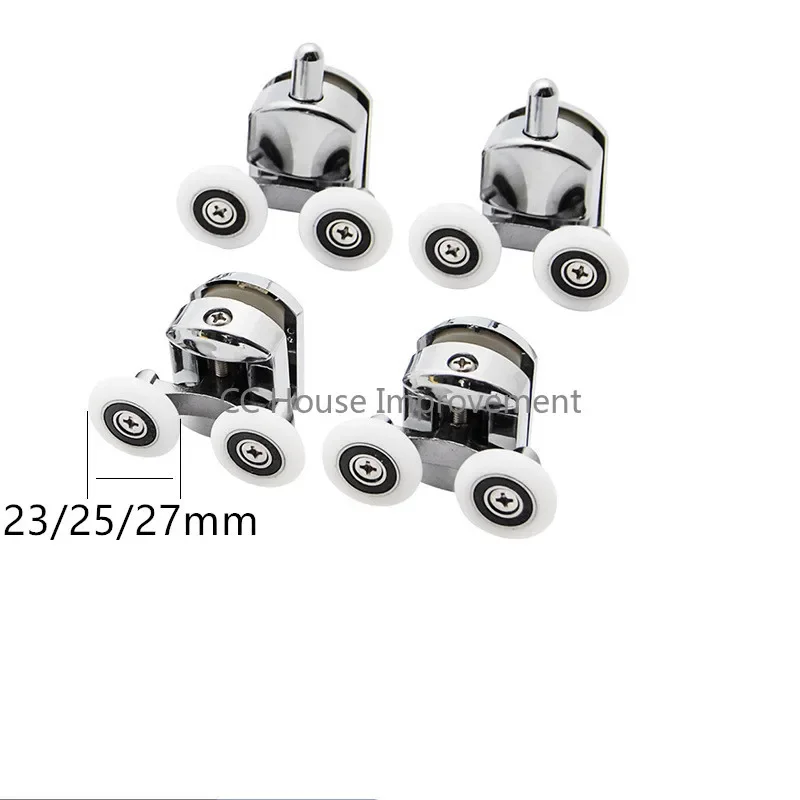 23mm/25mm/27mm Douchedeur Rollers Zinklegering Dubbele Wiel Schuifdouche Deur rollager Wiel Lopers Vervanging