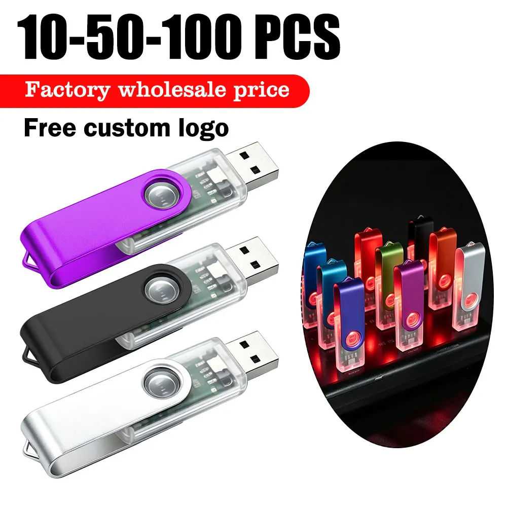 10/50/100PCS Custom LOGO Colour 2.0 USB Flash Drive 8GB 16GB 32GB 64GB USB Stick Pen Drive 1GB 2GB 4GB Pendrive for Smart Phone