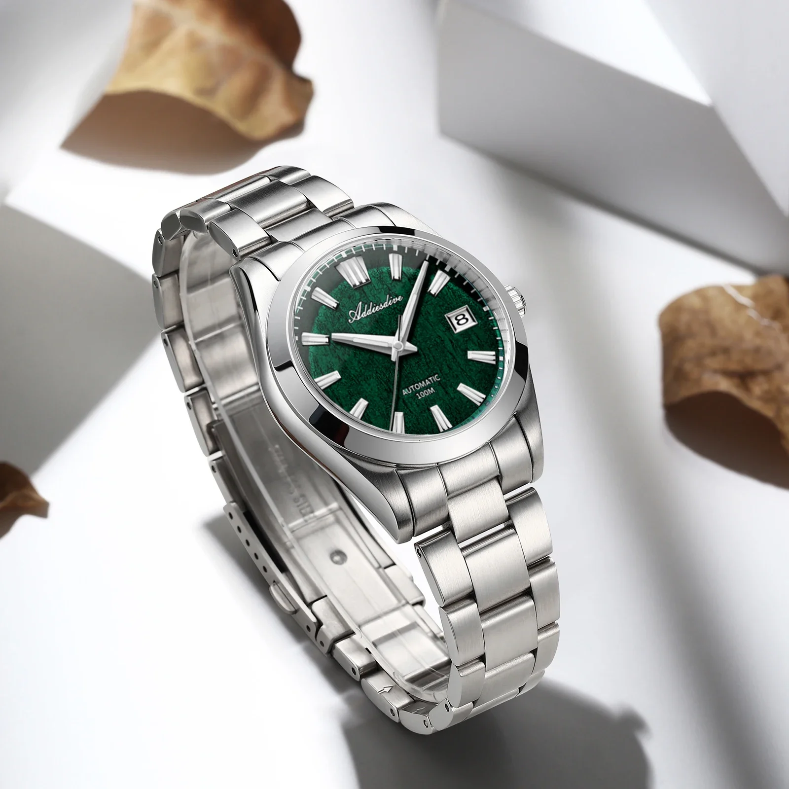 ADDIESDIVE Top Brand Automatic Watch For Men Sapphire Glass Unique Bark Texture Waterproof Luminous Mechanical Watch New AD2075