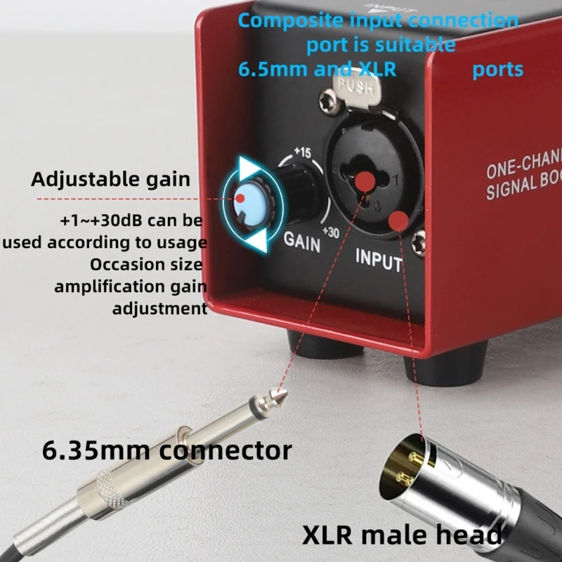96BA Stage Voice Lifter mit Metallgehäuse, dynamischer Gesangsvorverstärkerbox und Frontpegelregler für Live-Hosting – Detail 1