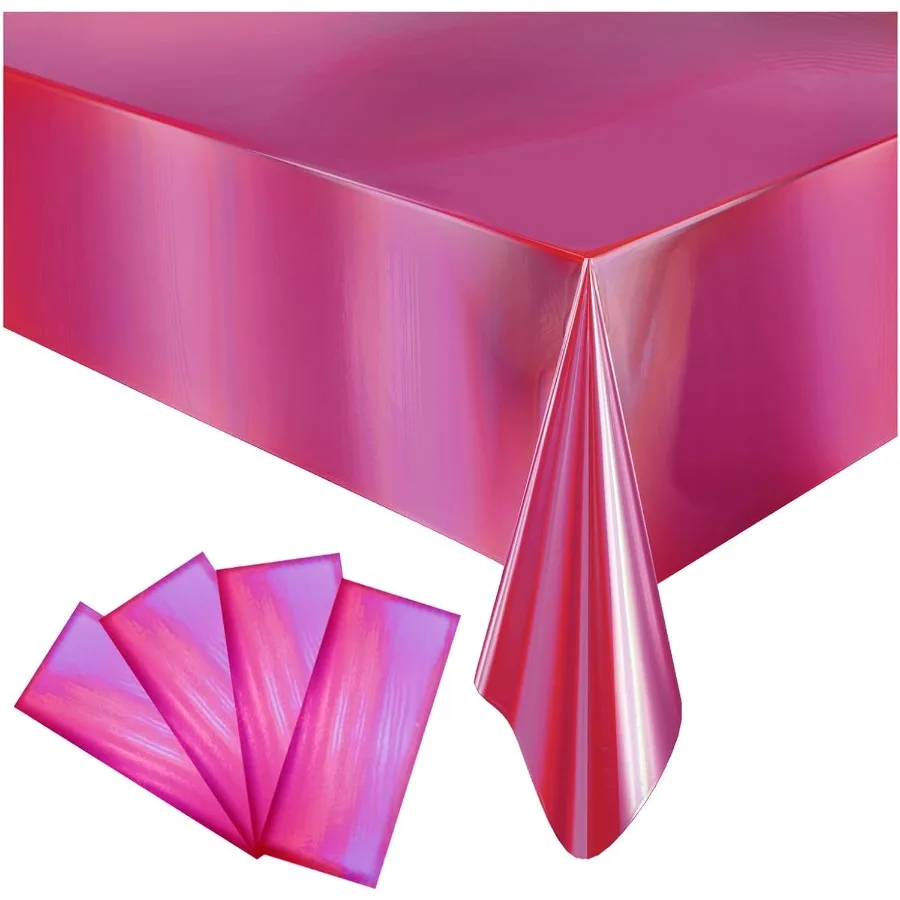

4-упаковка, переливающиеся пластиковые скатерти, одноразовая крышка для стола, блестящая скатерть из фольги для прямоугольных столов, украшения для вечеринок Bi
