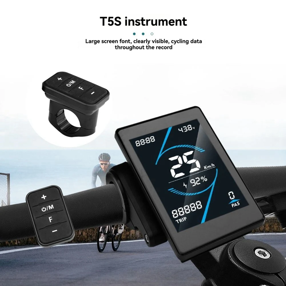 T35C E-Bike Display T5S 24-72V Farb-LCD-Instrument Intelligentes Elektrofahrrad-Messgerät mit SM-Anschluss