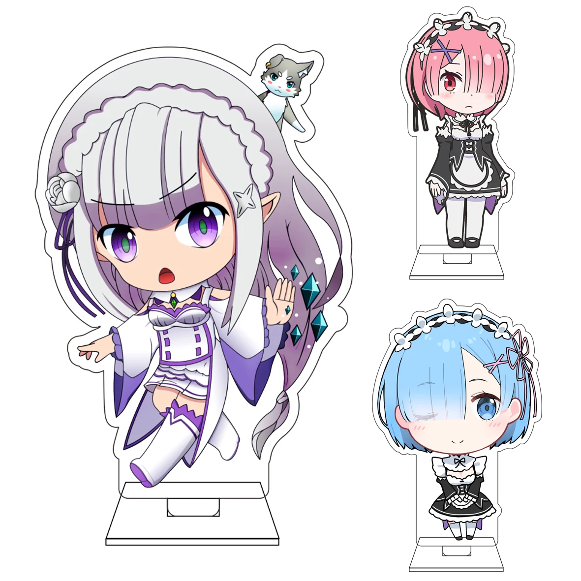 

10CM Anime Re:ZERO - Starting Life in Another World Cosplay Cute Acrylic Figure Stand Plate Emilia Rem Ram Ornaments Gifts
