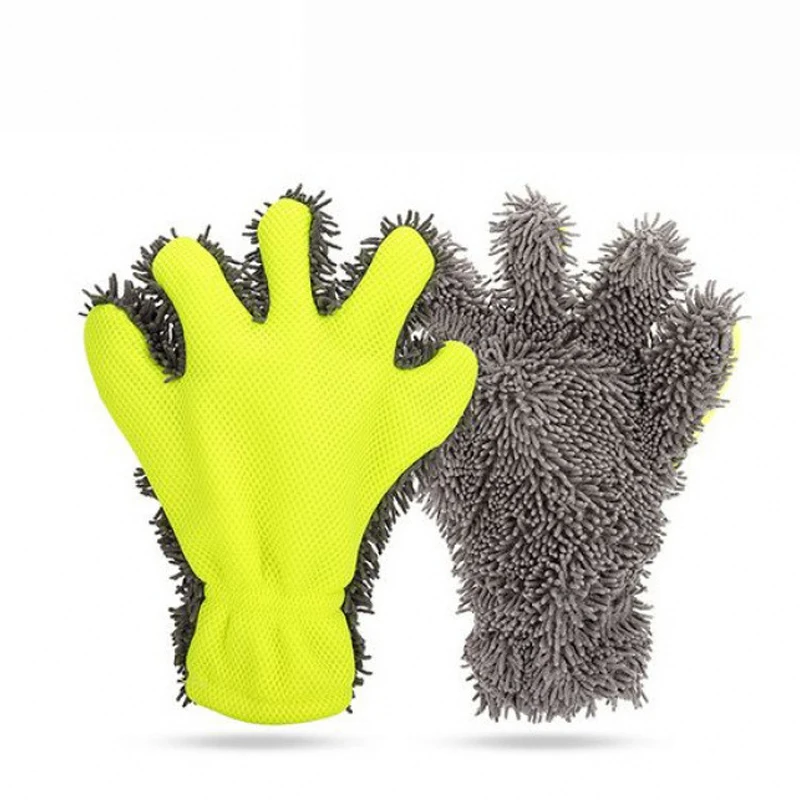 

Перчатки для мытья автомобиля из синели с пятью пальцами, плюшевая губка для чистки автомобиля, густая плюшевая губка для чистки колес, не повреждает автомобильную краску