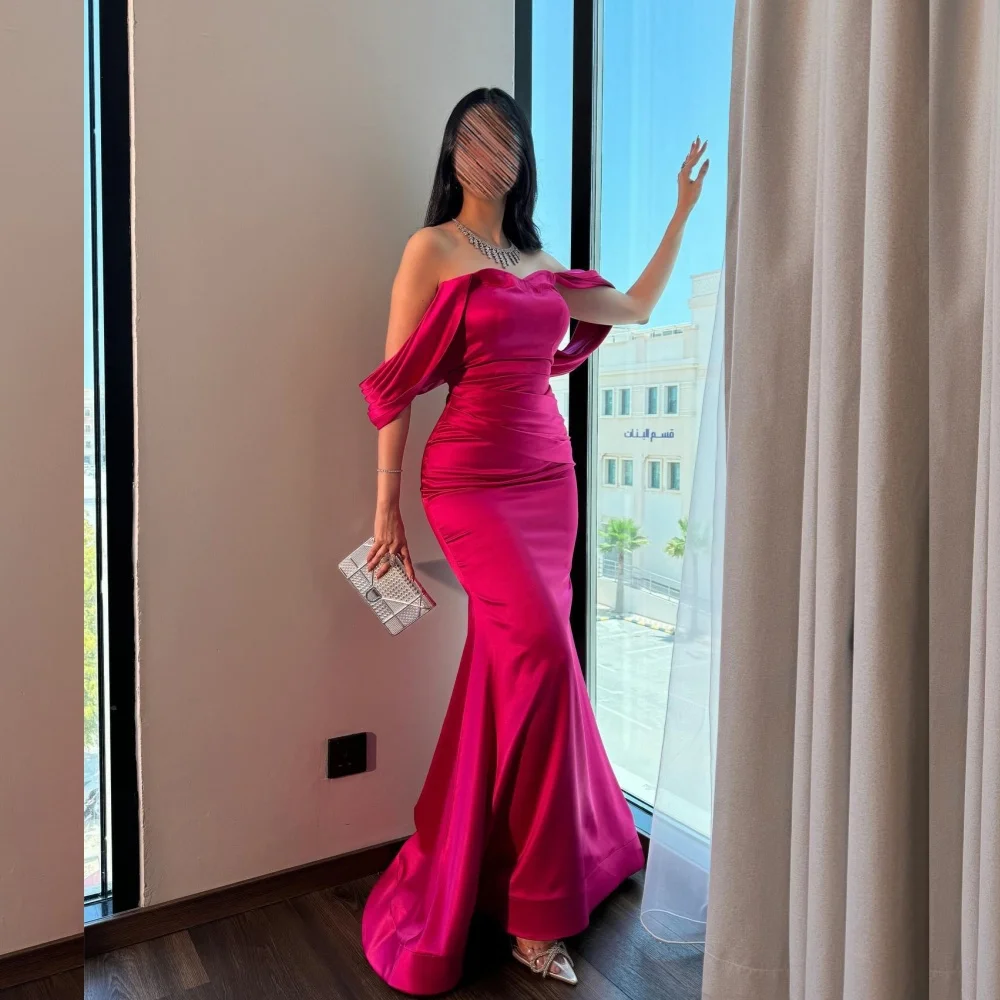 

Customized Sizes Available Exquisite Pleat Ruched Draped Mermaid Off-the-shoulder Long Dresses Bespoke Occasion Dresses Casual C