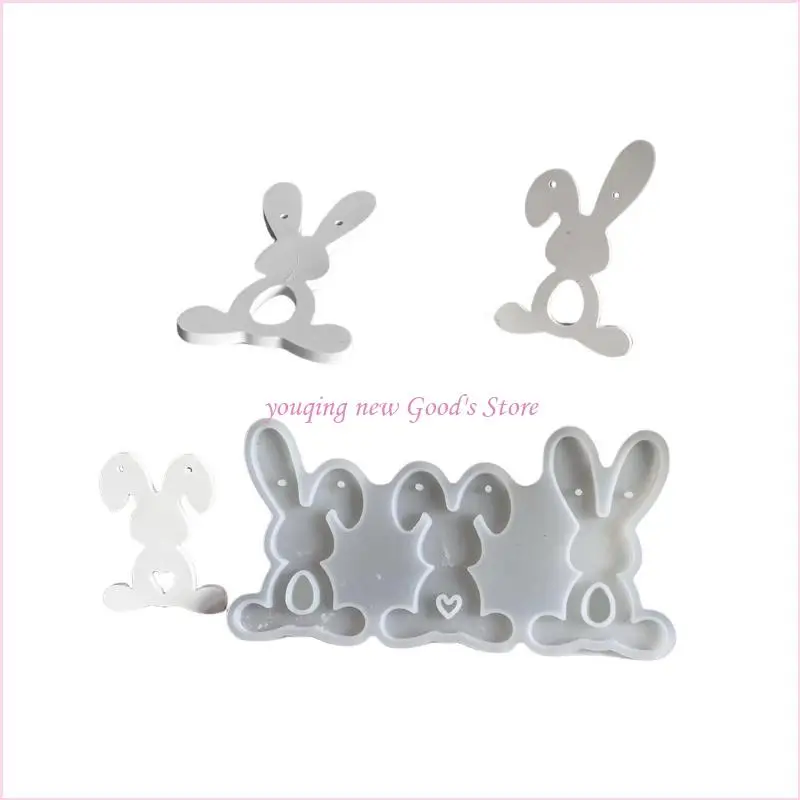 

57QA Flexible Silicone Rabbit Mold for Crafting Decorative House Holders