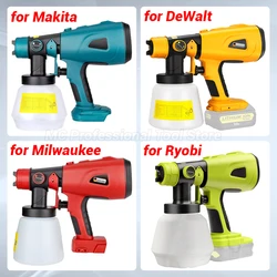 800ML elektryczny pistolet natryskowy do Makita/Bosch/Dewalt/Ryobi/Milwaukee 18V 20V bateria litowa, bezprzewodowy pistolet do malowania natryskowego