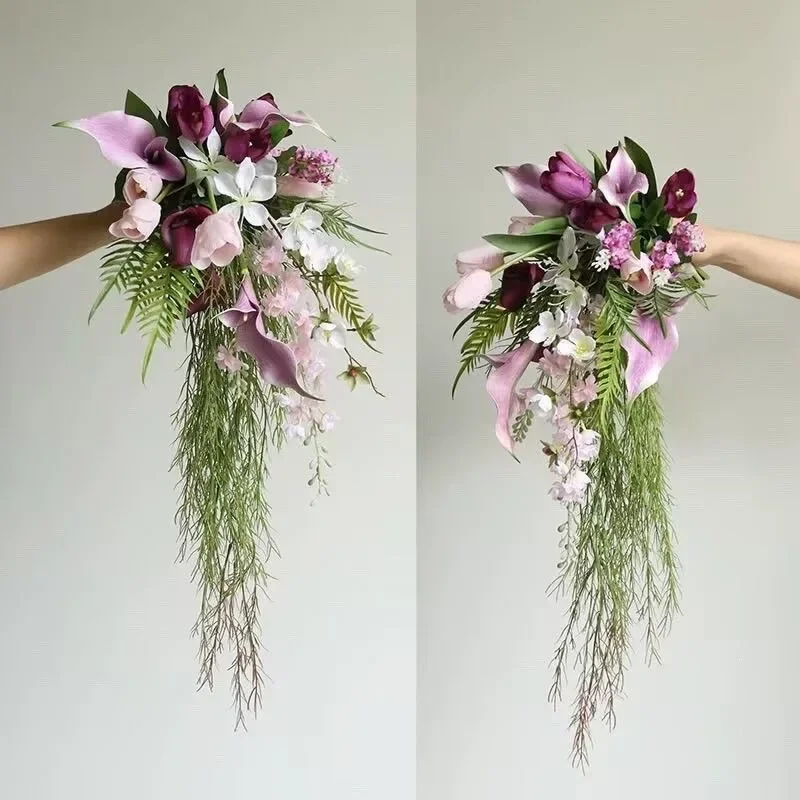 Natural Style | Waterfall Bouquet | Bride wedding veil photography props, home countertops, floral art