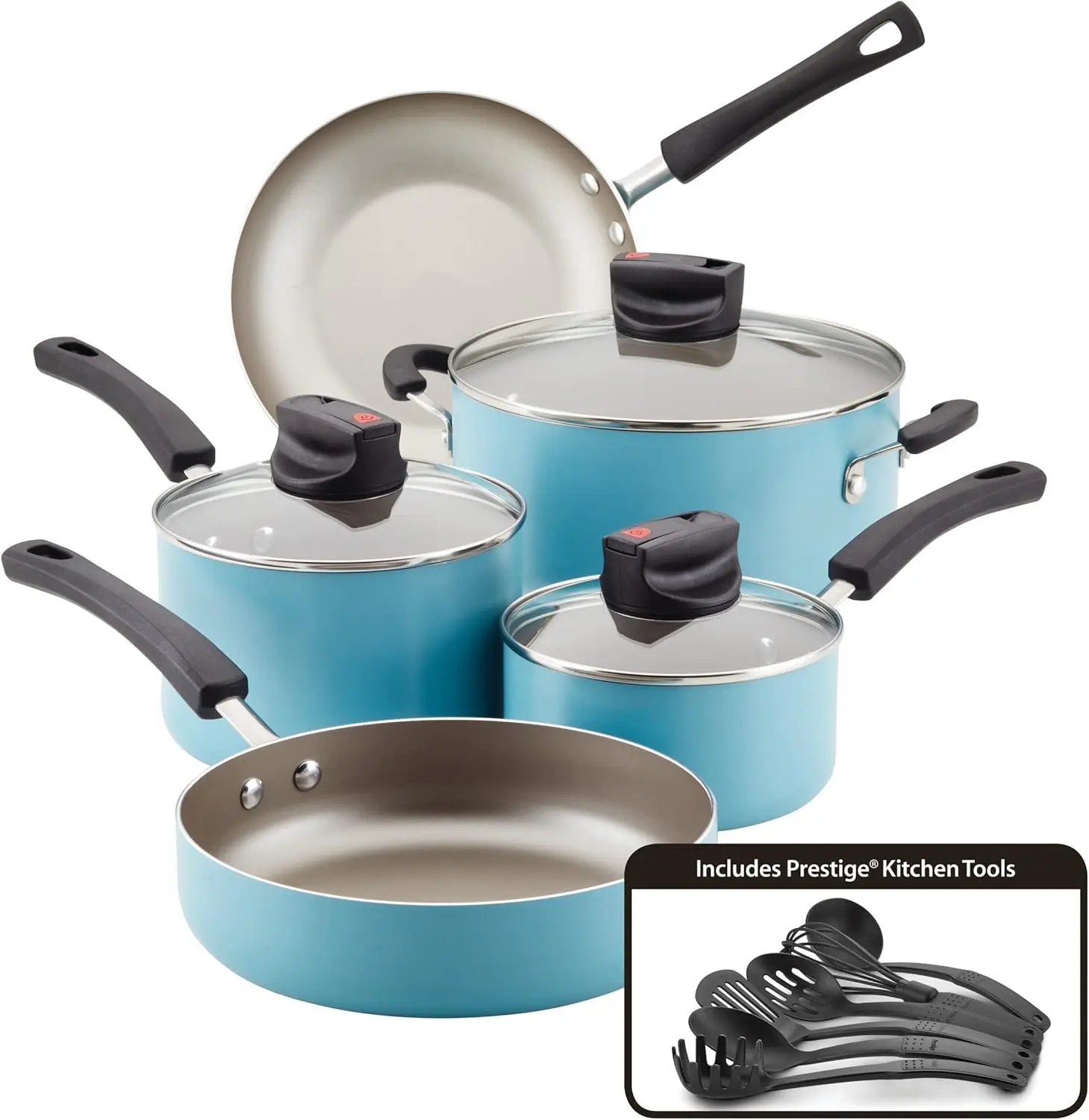 

Smart Control Nonstick Cookware Pots and Pans Set, 14 Piece, Aqua