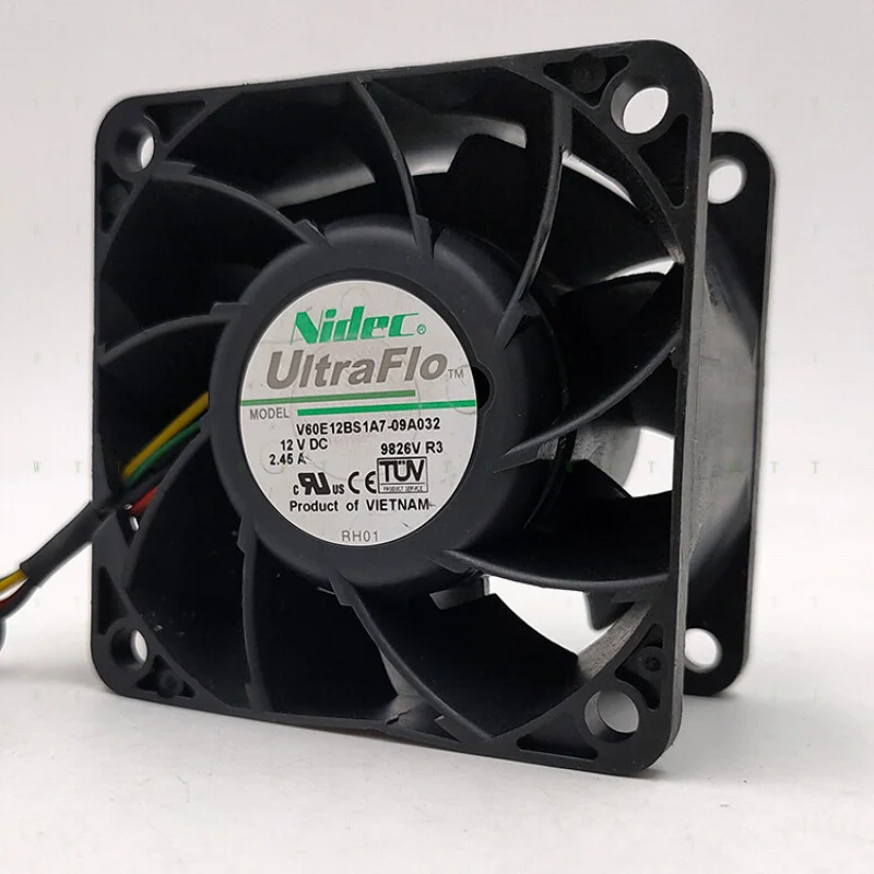 H  1 pcs Nidec 12V2.45A6038 V60E12BS1A7-09A032 6 cm pwm speed regulating serverfan