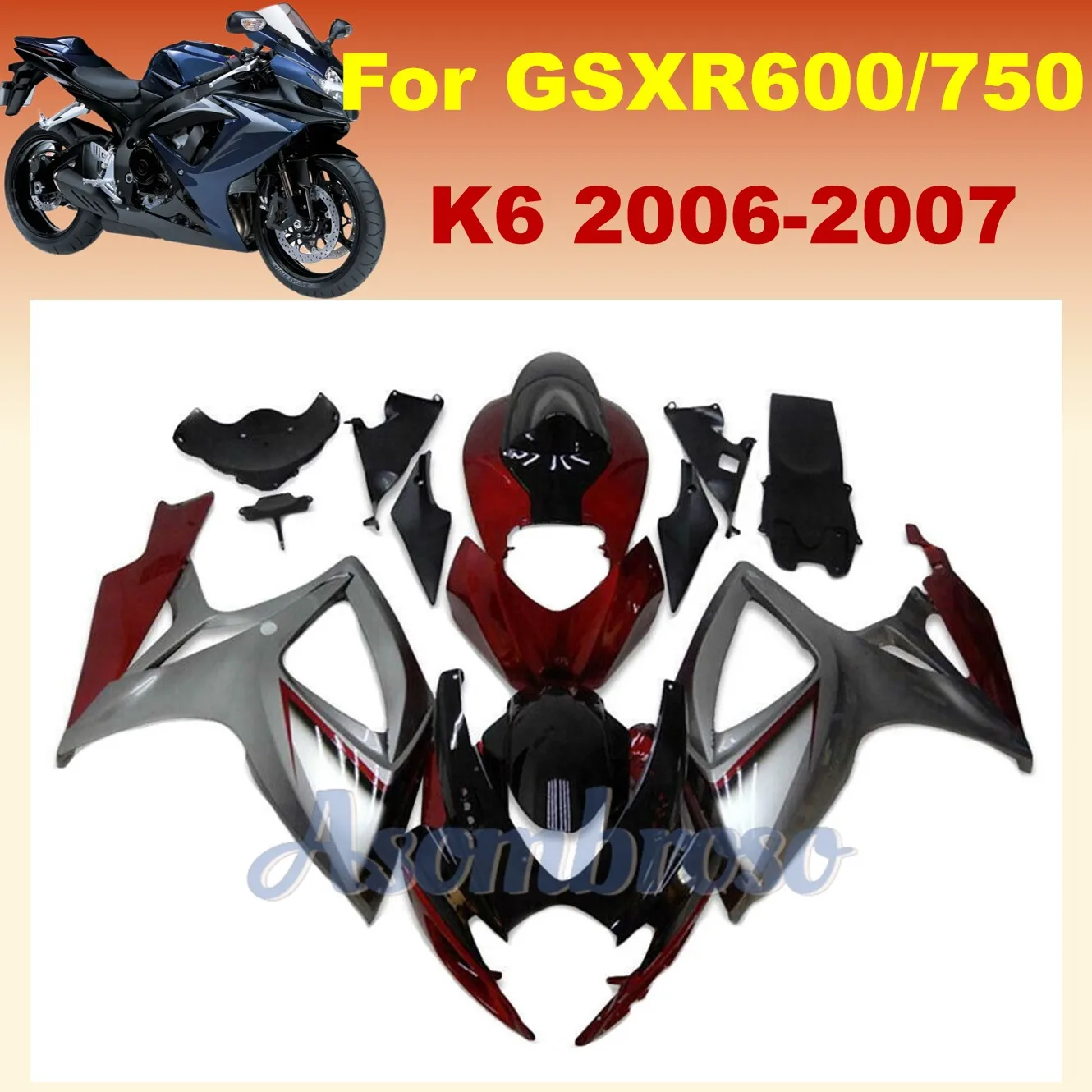 GSXR600 2006 2007 Fairings kit for Suziki GSXR750 GSXR 600 K6 06 07 New Plastic Motorcycle Repair Parts Fairing set