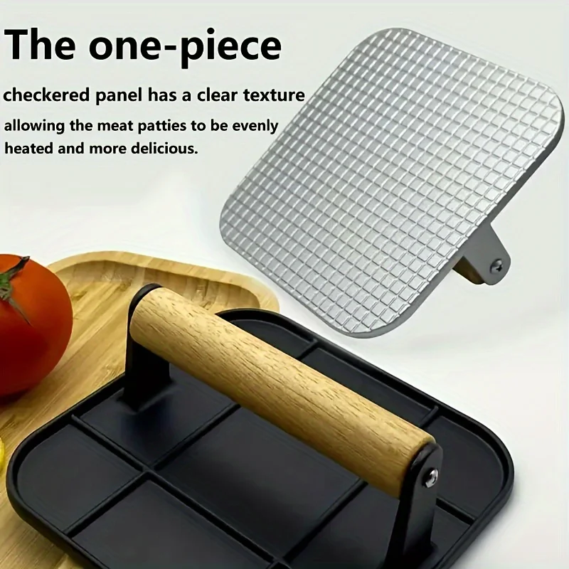 Durable Stainless Steel Burger Press With Beechwood Handle - Anti-Scald, Round & Square Hamburger Patty Maker For Griddle - Pe