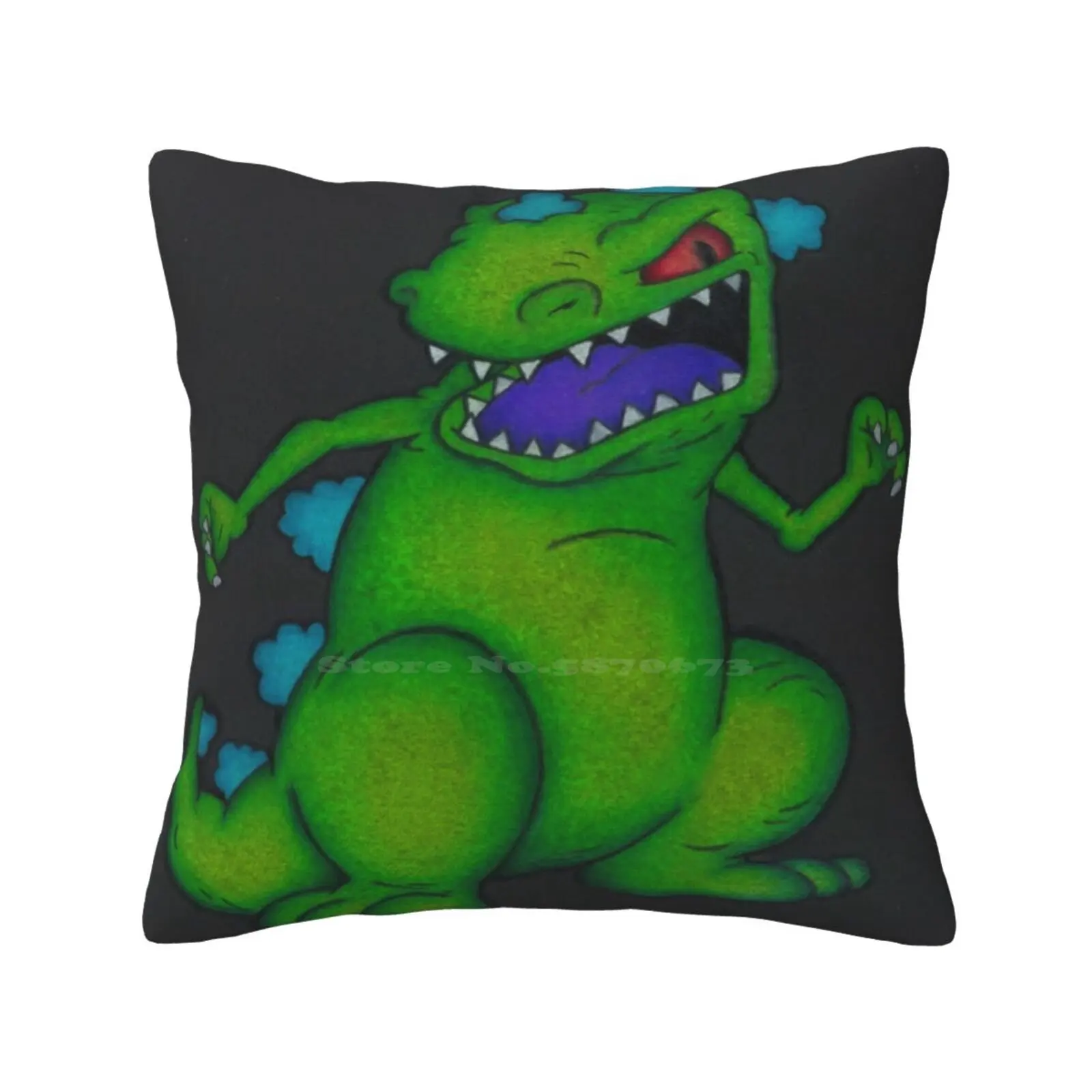 Reptar Pencil Drawing Dinosaur T-Rex Soft Comfortable Pillowcase 90S 90S Nicktoons Dinosaur T Rex 90S Nostalgia 90S Cartoon 90S