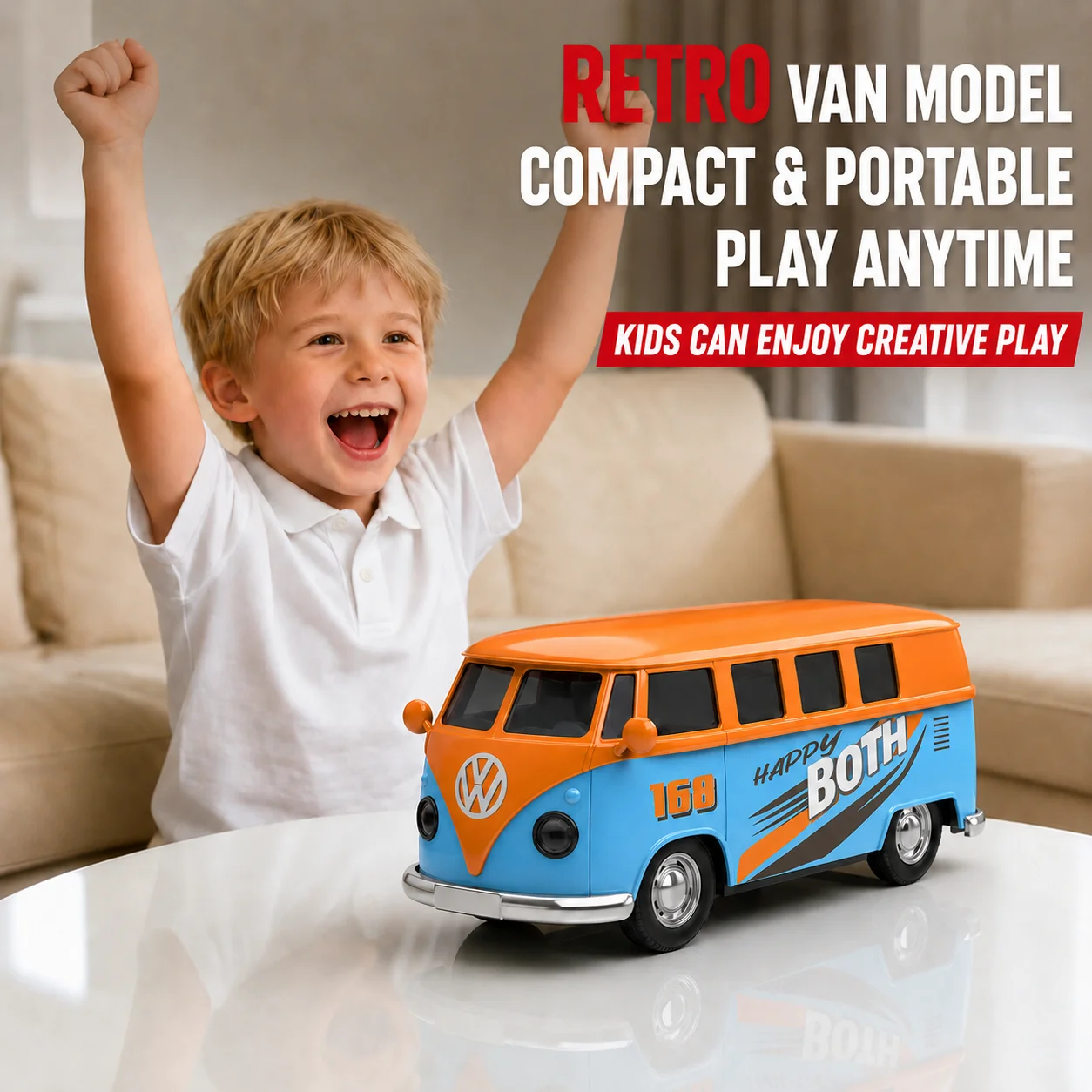 MQUDUO 1:36 Diecast Retro Van Toy, 10.5cm Pull Back Vehicle Model with Rubber Tires and Smooth Rolling