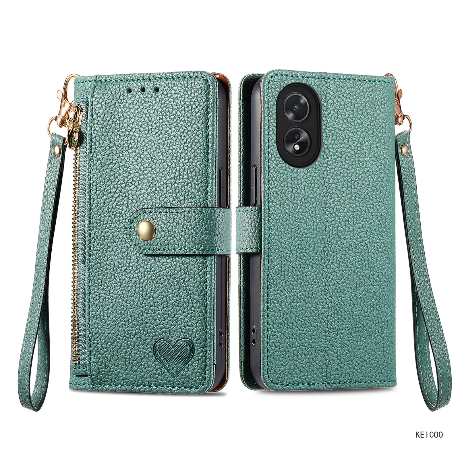 Leather Case for Oppo A38 Realme 11 C30 C53 Reno10 Realme11 RealmeC30 4G 5G CPH2579 Printed Zipper Love Housing Wallet Shell