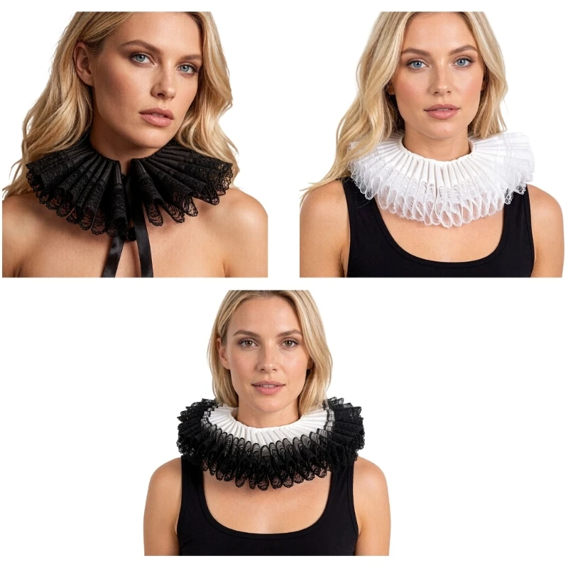 x5xa-fashionable-detachable-neck-ruff-polyester-drama-accessory-for-bridal-wear