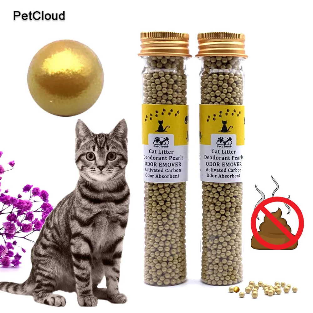 

Gold Cat Litter Deodorant Bead Odor Activated Carbon Absorbs Pet Kitten Removaling Excrement Stink Deodorizing Cleaning Supplies