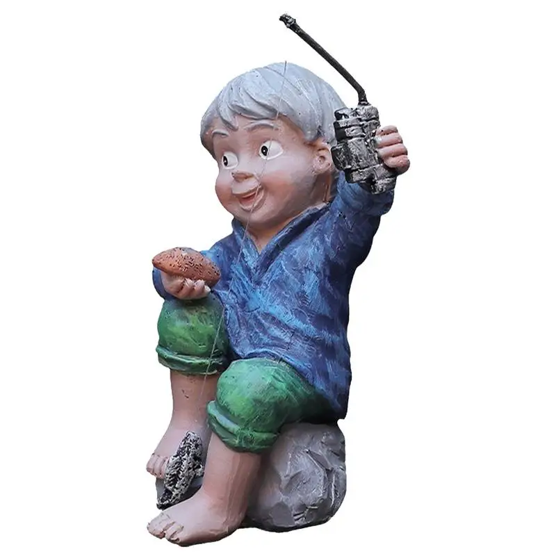 Resin Figure Crafts Fisherboy Sculpture Ornaments Outdoor Lawn Home Fishing Boy Decorative Sculpture For Home Offices Yard