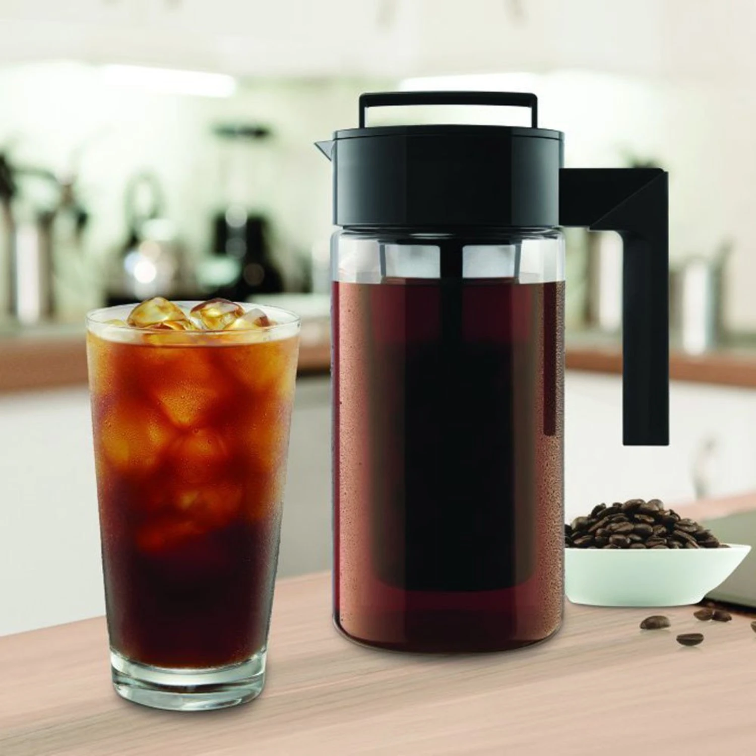 ,900ML Cold Brew Iced Coffee Maker Airtight Seal Silicone Handle Coffee Kettle