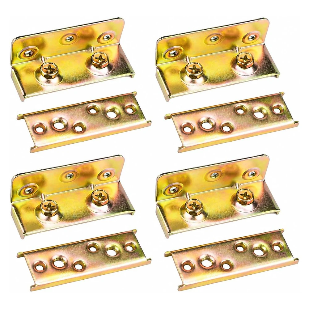 Heavy Duty Bed Rail Brackets 4Pcs Anti-Rust Bed Frame Hardware for Headboard Footboard Wooden Bed